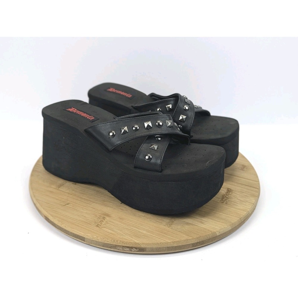 ded Strappy Platform Wedge Womens 9 Sandals Goth Y2K